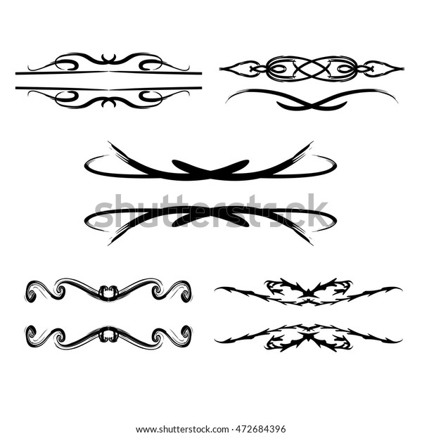 Vintage borders. Set of hand drawn calligraphic\
decorative vector dividers\
borders.