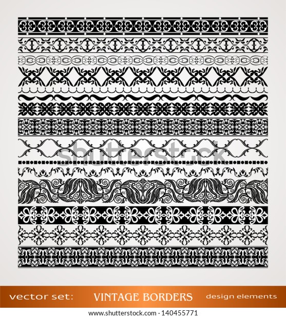 Vintage borders set, seamless lines and creative\
ornaments, calligraphic design elements and page decoration,\
exclusive, highest quality, retro style collection of ornate floral\
patterns template