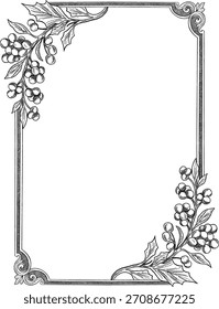 Vintage Botanical Berry Border Frame Illustration