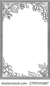 Antiguas Botanical Berry Borde y Marco Ilustración Dibujado a Mano Diseño Floral