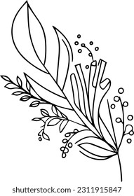 vintage botanical coloring pages, botanical elements, wild flower illustration, botanical illustration black and white, isolated on white background clipart, leaf vectro art. leave on line illustratin
