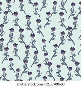Flor botánica vintage sin costuras. Arte naïf. Papel de flores extraño. Plantas creativas fondo interminable. Diseño para tela, impresión textil, papel de envoltura, cubierta. Ilustración del vector