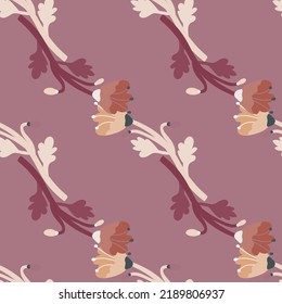 Vintage botanical flower seamless pattern. Naive art. Strange floral wallpaper. Creative plants endless backdrop. Design for fabric, textile print, wrapping paper, cover. Vector illustration