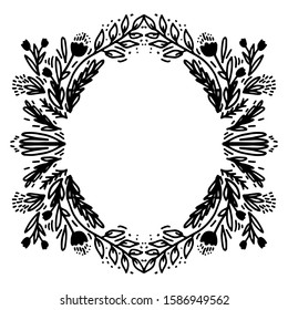 Vintage botanical frame for your design. Hand drawn illustration
