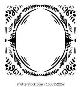 Vintage botanical frame for your design. Hand drawn illustration