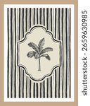 Vintage botanical garden poster vector illustration wall art print