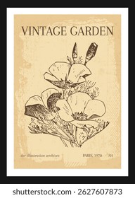Vintage Botanical Garden poster vector illustration wall art print floral art print 

