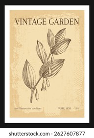 Vintage Botanical Garden poster vector illustration wall art print floral art print 
