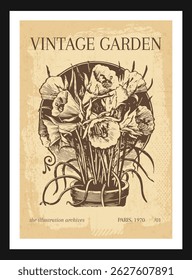 Vintage Botanical Garden poster vector illustration wall art print floral art print 
