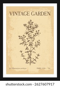 Vintage Botanical Garden poster vector illustration wall art print floral art print 
