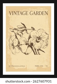 Vintage Botanical Garden poster vector illustration wall art print floral art print 
