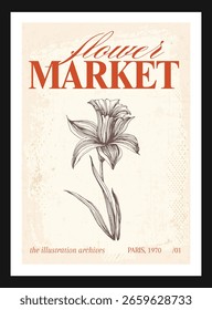 Vintage botanical garden poster vector illustration wall art print floral art print