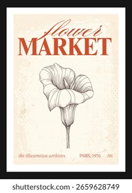 Vintage botanical garden poster vector illustration wall art print floral art print