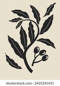 Vintage Botanical Leaves Silhouette Natural Element Decoration