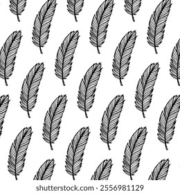 Vintage botanical seamless pattern with leaves in engraving style. Hand drawn texture with tropical plant branches isolated on dark background. Floral background. Pencil sketch of natural element.	
