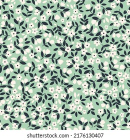 Vintage botanical surface pattern design. Cute floral background. Vector seamless pattern with ditsy flowers. Cottage core wallpaper