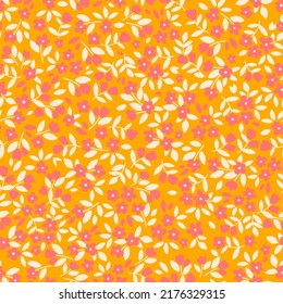 Vintage botanical surface pattern design. Cute floral background. Vector seamless pattern with ditsy flowers. Cottage core wallpaper