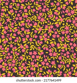 Vintage botanical surface pattern design. Cute floral background. Vector seamless pattern with ditsy flowers. Cottage core wallpaper