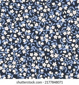 Vintage botanical surface pattern design. Cute floral background. Vector seamless pattern with ditsy flowers. Cottage core wallpaper