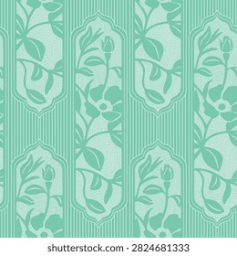 Vintage Botanical Tile Seamless Pattern – Seafoam Mint