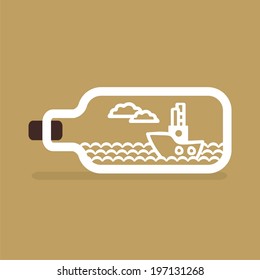 vintage bottle with boat inside