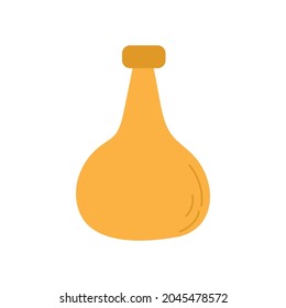 Vintage bottle, jar for drinks, wine, potions. Colorful vector isolated illustration hand drawn icon. Love potion, elixir, cosmetic container