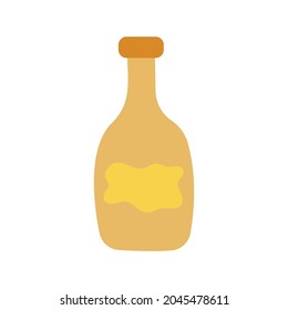 Vintage bottle, jar for drinks, wine, potions. Colorful vector isolated illustration hand drawn icon. Love potion, elixir, cosmetic container