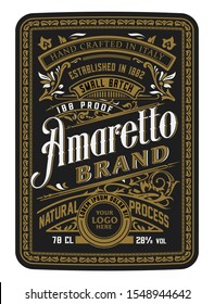 Vintage Bottle Label Design With Floral Elements. Alcohol Industry Emblem, Distilling Business.