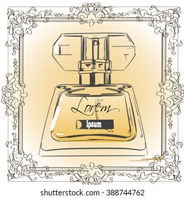 vintage bottle of perfume with frame