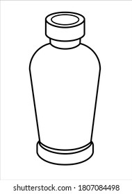 Vintage bottle - vector linear illustration for coloring. An open small bottle is an element for a coloring book. Outline.