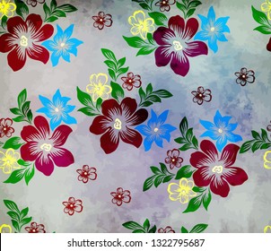 Vintage bouquet flowers, colurful textile desing