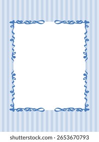 Decoração de quadro de fita de arco vintage. Mediterrâneo Amalfi Estilo Arte. Vazio Cartão de Casamento Convite Página. Itália ou Grécia vibrações românticas elegante design de linha. Borda retrô minimalista estética intemporal.