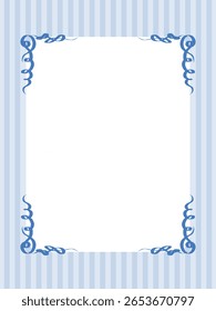 Decoração de quadro de fita de arco vintage. Mediterrâneo Amalfi Estilo Arte. Vazio Cartão de Casamento Convite Página. Itália ou Grécia vibrações românticas elegante design de linha. Borda retrô minimalista estética intemporal.