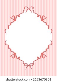 Decoração de quadro de fita de arco vintage. Mediterrâneo Amalfi Estilo Arte. Vazio Cartão de Casamento Convite Página. Itália ou Grécia vibrações românticas elegante design de linha. Borda retrô minimalista estética intemporal.