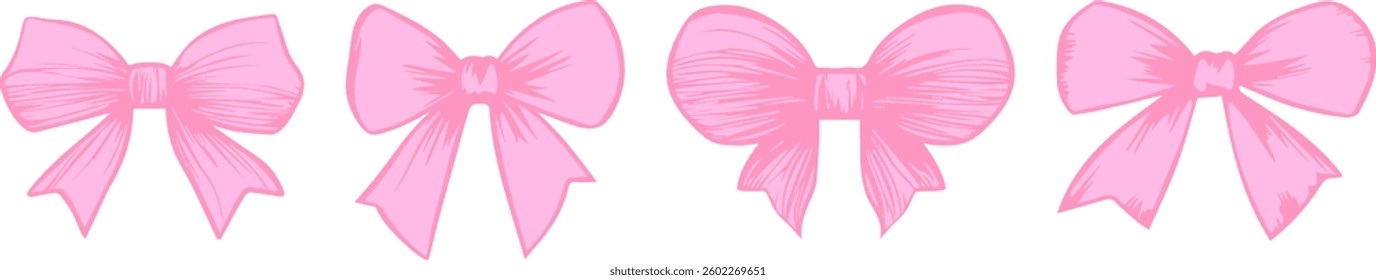 Vintage bow and ribbon frame set with a romantic, coquette touch, perfect for Valentine's Day cards, wedding invites, girly designs, feminine scrapbooking and trendy Y2K elements.