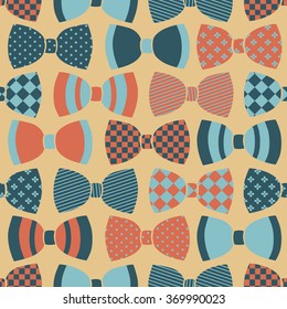 Vintage bow tie vector seamless pattern