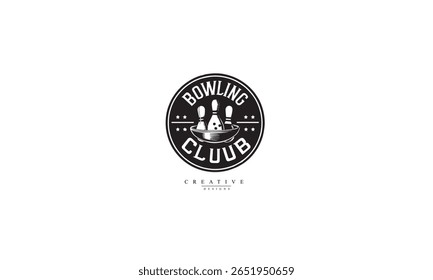 Vintage boliche logotipo blackdesign. Boliches clube design logotipo do torneio. fundo branco 