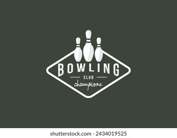 Vintage Bowling Logo Design. Logo-Design für das Bowling-Club-Turnier.