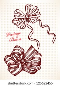 Vintage bows,  hand-drawn vector illustration