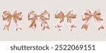 Vintage bows kit. Collage with a girly aesthetic. Retro bitmap scrapbooking style with cutout element. Trendy stickers for poster art or t-shirt with photocopy dotted effect.