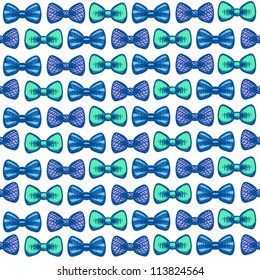 Vintage bow-tie seamless pattern (blue/green)- vector illustration.