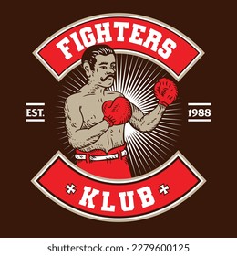 Vintage Boxer Fighters Club Emblem Logo-Design