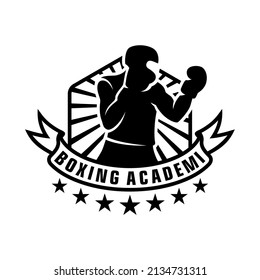 Vintage boxing academy Logo vector. Boxing training vector