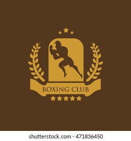 Vintage boxing emblems, labels, badges, logos and designed elements.Colorful Design Background.