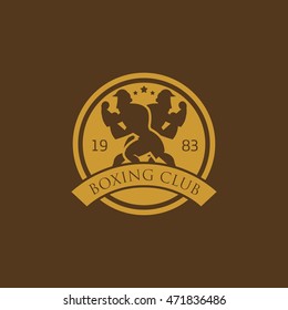 Vintage boxing emblems, labels, badges, logos and designed elements.Colorful Design Background.
