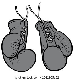 Vintage Boxing Gloves Illustration - A vector cartoon illustration of a pair of Vintage Boxing Gloves.