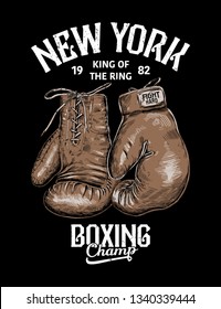 Vintage Boxing Gloves vector illustration. Template for print, t-shirt, poster or artworks