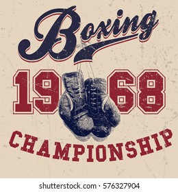 Vintage Boxing Gloves Vector Illustration