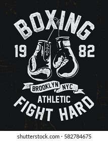 Vintage Boxing Gloves vector illustration. Template for print, t-shirt, poster or art works.