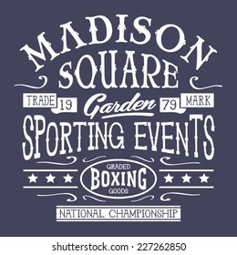 Vintage boxing typography, sport, t-shirt graphics, vectors